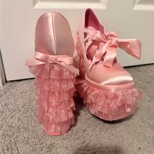 Sugar Thrillz Pink Ruffled Heels